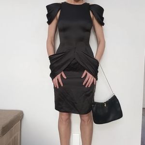 Ande 1960s real leather black w chain handbag